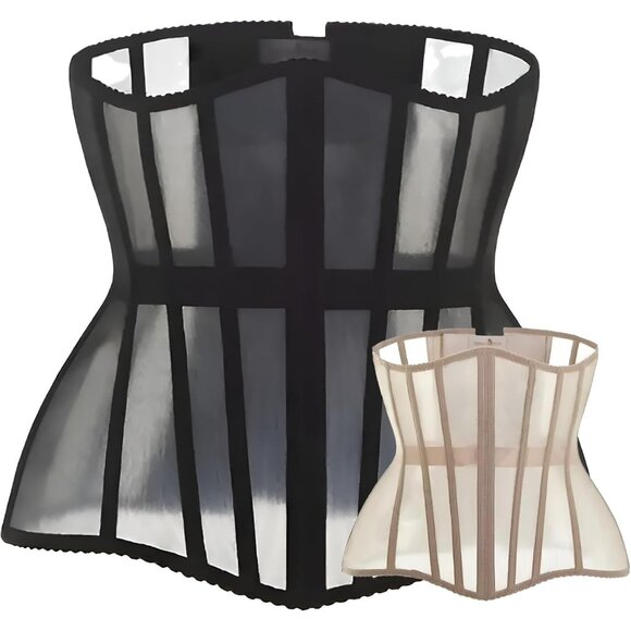 Women's Black Underbust Corset Lace Up Waist Trainer  Shapewear Body Shaper - Picture 1 of 5